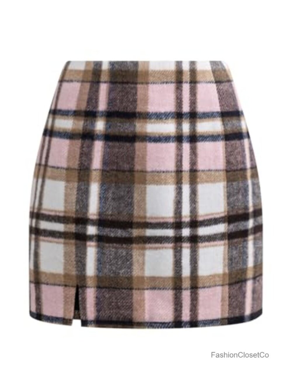 High Waisted Plaid Bodycon Mini Skirt Women Fall Winter Pencil Skirt